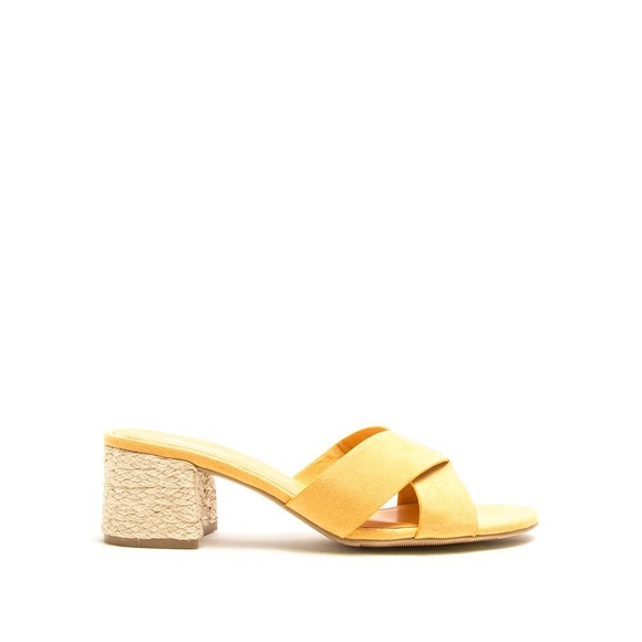 Yellow Espadrille Low Heel Sandals - Picture 2 of 4